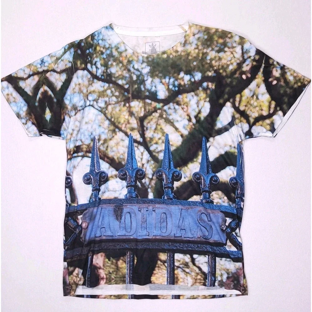 ADIDAS Originals Tee T-Shirt Photo‎ Print Made USA Street Style Men's Large